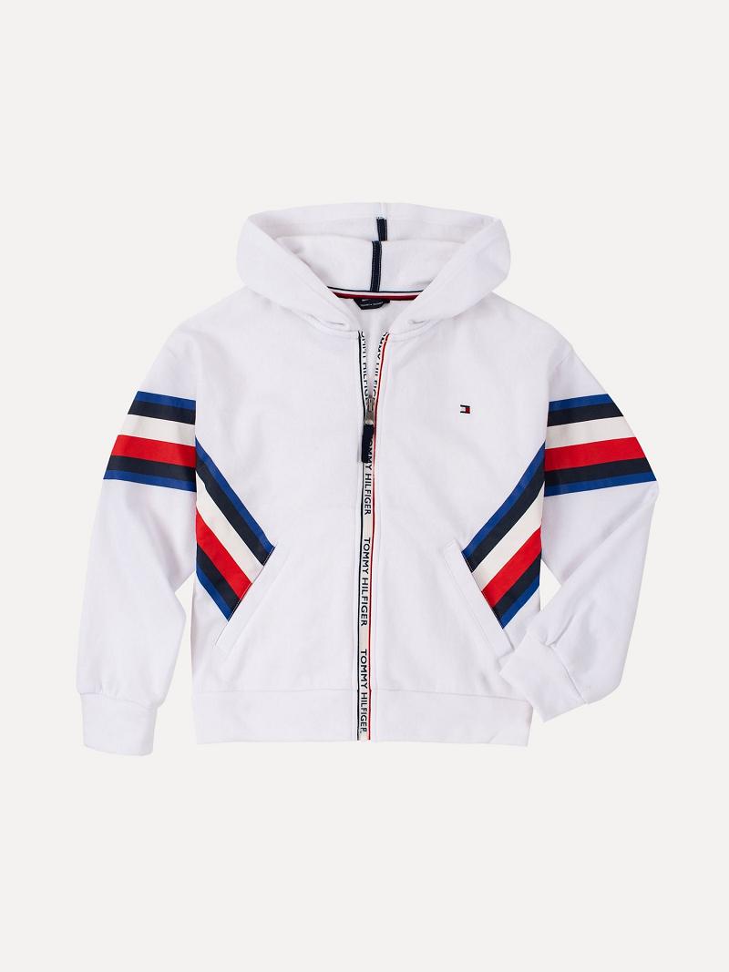 Lány Tommy Hilfiger Little Chevron Logo Hoodies Fehér | HU 1779BEX